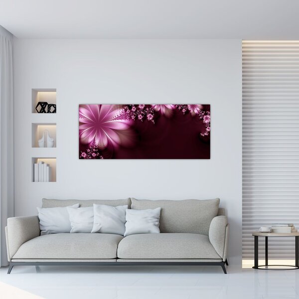 Tablou cu abstracție - flori (120x50 cm)