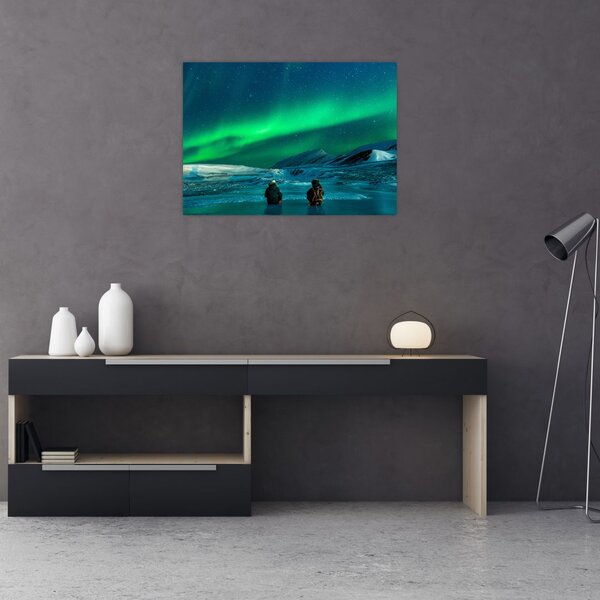Tablou cu oameni la Aurora borealis (70x50 cm)