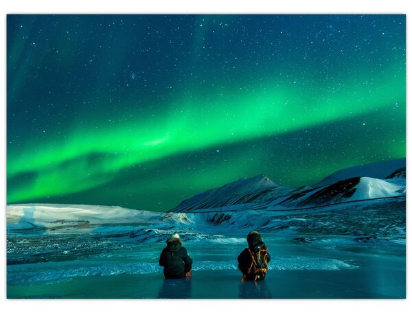 Tablou cu oameni la Aurora borealis (70x50 cm)