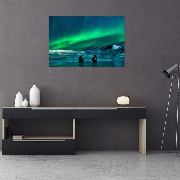 Tablou cu oameni la Aurora borealis (90x60 cm)