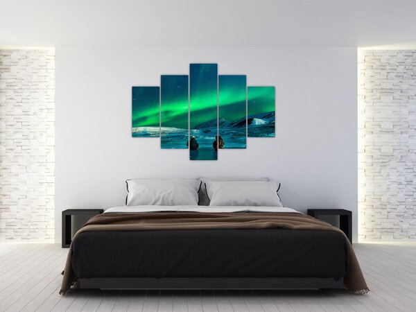 Tablou cu oameni la Aurora borealis (150x105 cm)