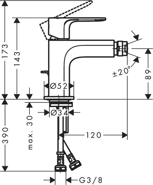 Hansgrohe Rebris S baterie bideu stativ crom 72212000