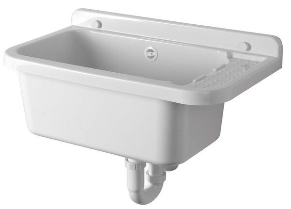 Aqualine Aqualine, Chiuvetă suspendată cu zonă de depozitare 60x34cm, plastic, alb, PI5060