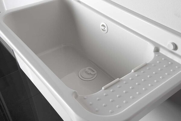 Aqualine Aqualine, Chiuvetă suspendată cu zonă de depozitare 60x34cm, plastic, alb, PI5060