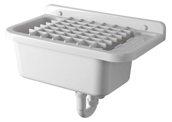 Aqualine Aqualine, Chiuvetă suspendată cu zonă de depozitare 60x34cm, plastic, alb, PI5060
