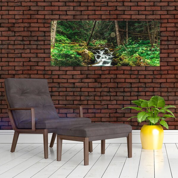 Tablou cu pârău în pădure (120x50 cm)