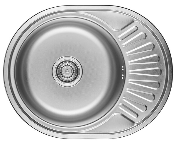 Chiuvetă Kuchinox Normal, din oțel inoxidabil, cu 1 compartiment, 570x450x180 mm, cu scurgător, decor canelat, oțel, LAV-SGN_383T