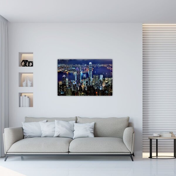Tablou cu zgârie-norii noaptea (90x60 cm)