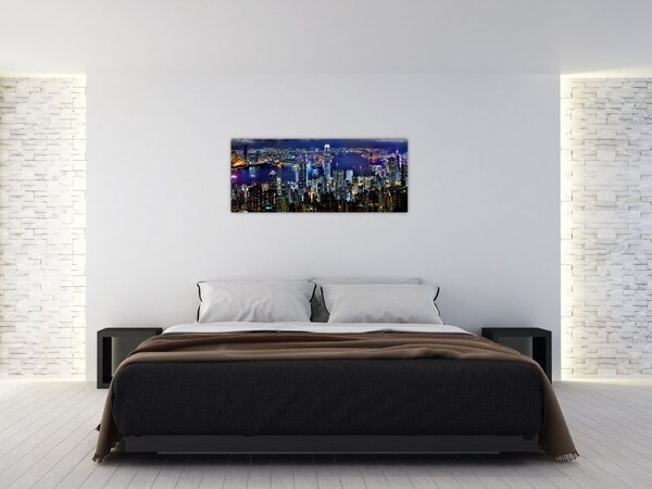 Tablou cu zgârie-norii noaptea (120x50 cm)