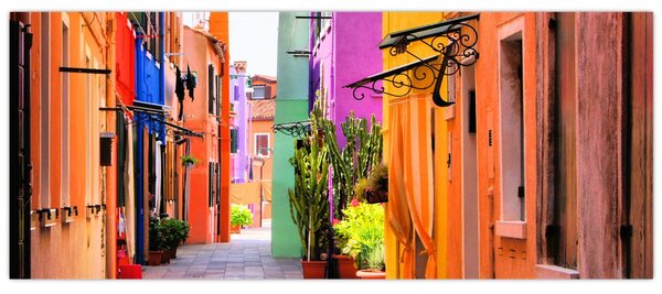 Tablou cu străduță colorata italiană (120x50 cm)