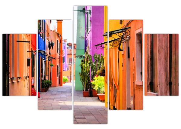 Tablou cu străduță colorata italiană (150x105 cm)