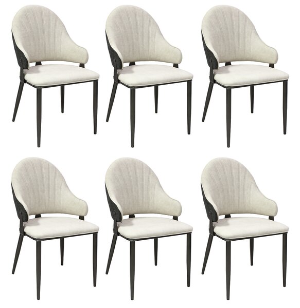 Set 6 Scaune Adonis Crem Negru