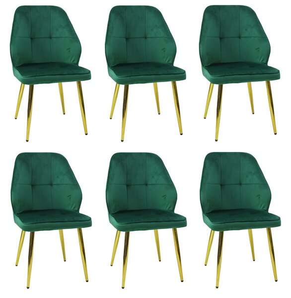 Set 6 Scaune Elira Verde Picioare Aurii