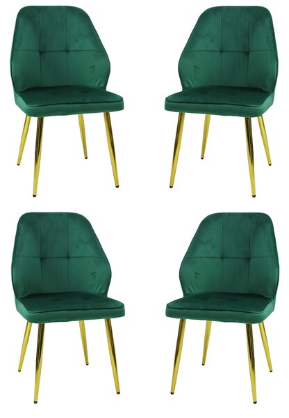 Set Masă Lyma Negru Marmorat Gold 80 cm cu 4 Scaune Elira Verde