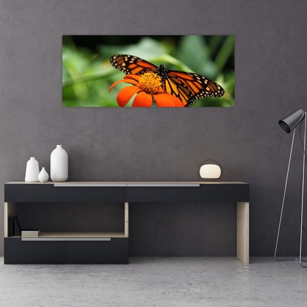Tablou cu fluture pe floare (120x50 cm)