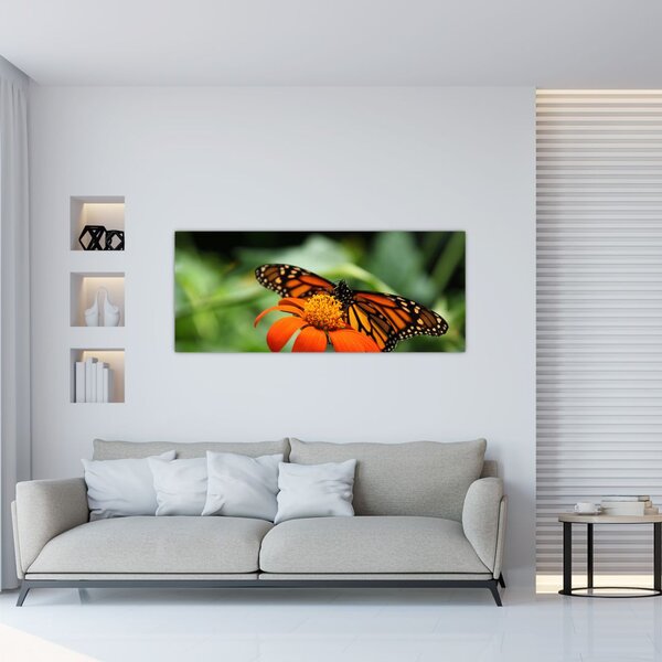 Tablou cu fluture pe floare (120x50 cm)