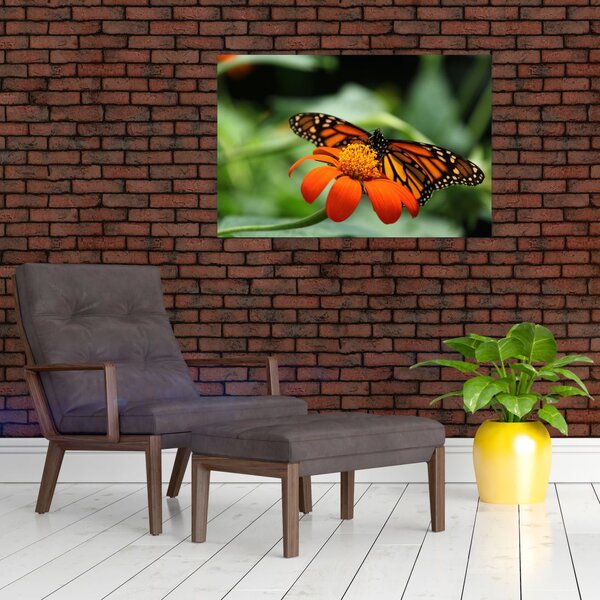 Tablou cu fluture pe floare (90x60 cm)