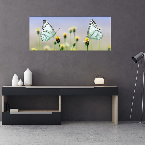 Tablou cu fluture pe floare (120x50 cm)