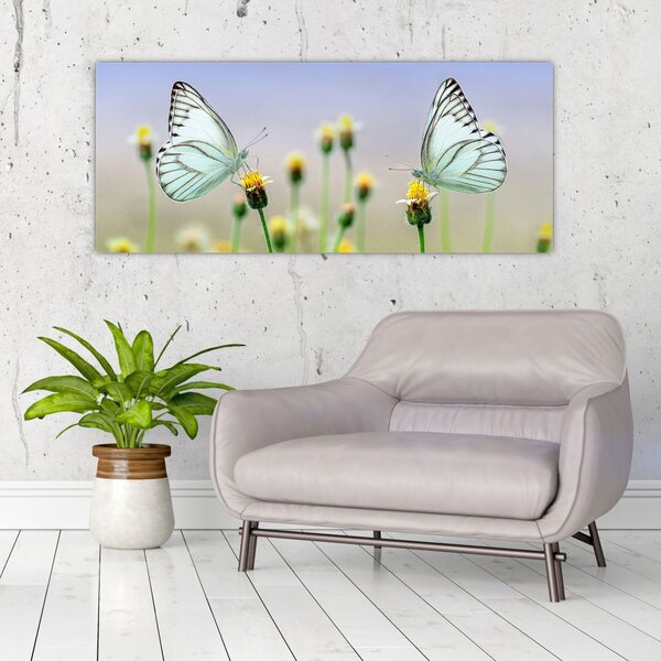 Tablou cu fluture pe floare (120x50 cm)