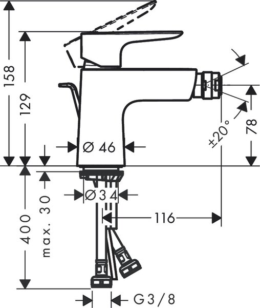 Hansgrohe Talis E baterie bideu stativ || 71720140