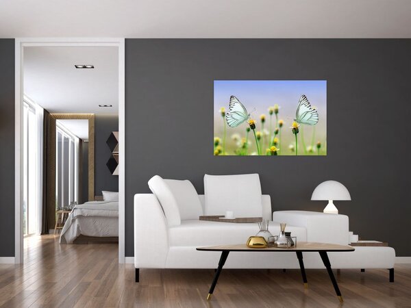 Tablou cu fluture pe floare (90x60 cm)