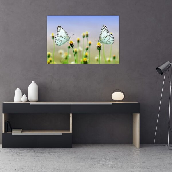 Tablou cu fluture pe floare (90x60 cm)