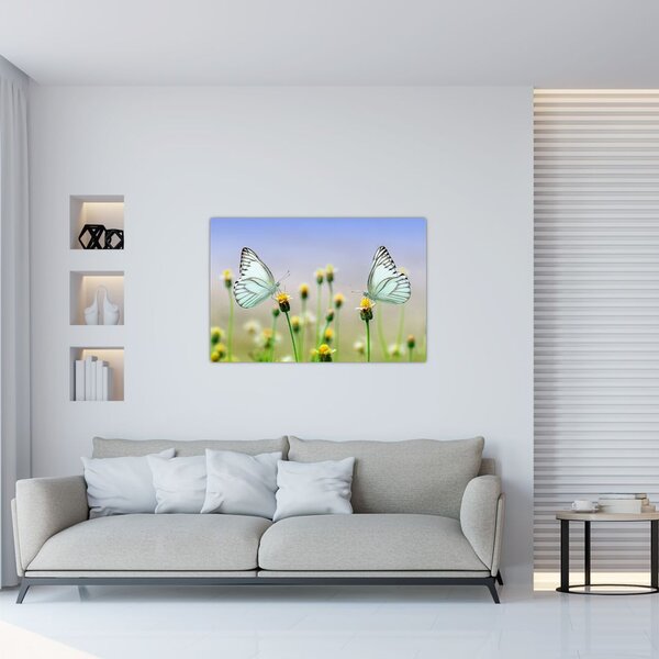 Tablou cu fluture pe floare (90x60 cm)