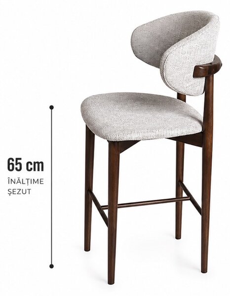 Scaun de bar din lemn Elora Walnut - 65 cm