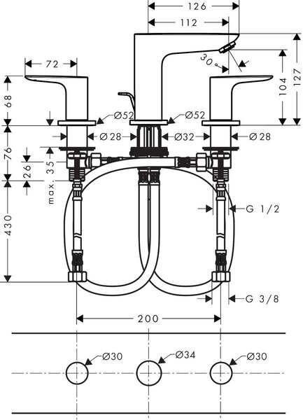 Hansgrohe Talis E baterie lavoar stativ crom 71733000