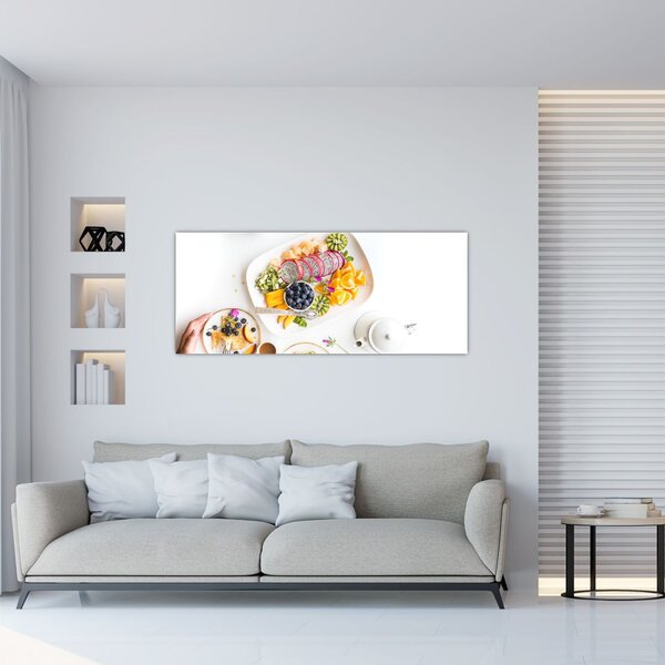 Tablou cu farfurie cu fructe pe masă (120x50 cm)