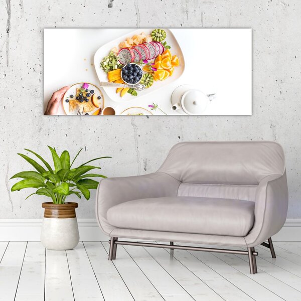 Tablou cu farfurie cu fructe pe masă (120x50 cm)