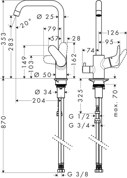 Hansgrohe Focus M41 baterie bucătărie pe picior crom 31823000
