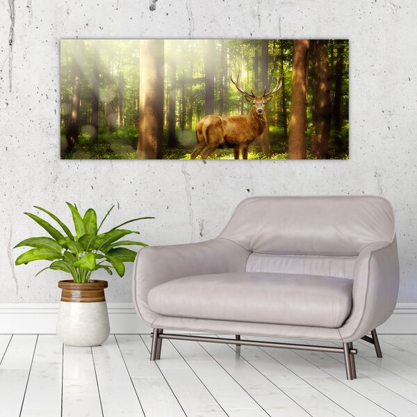 Tablou cu cerbul în pădure (120x50 cm)