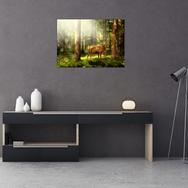 Tablou cu cerbul în pădure (70x50 cm)