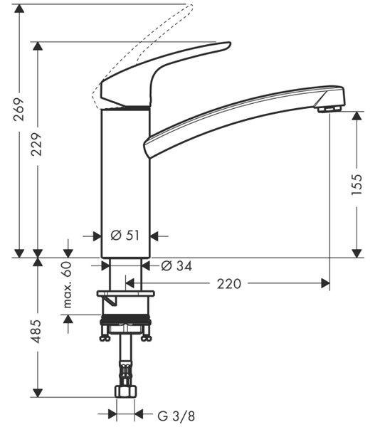 Hansgrohe Focus M41 baterie bucătărie pe picior oţel inoxidabil 31806800