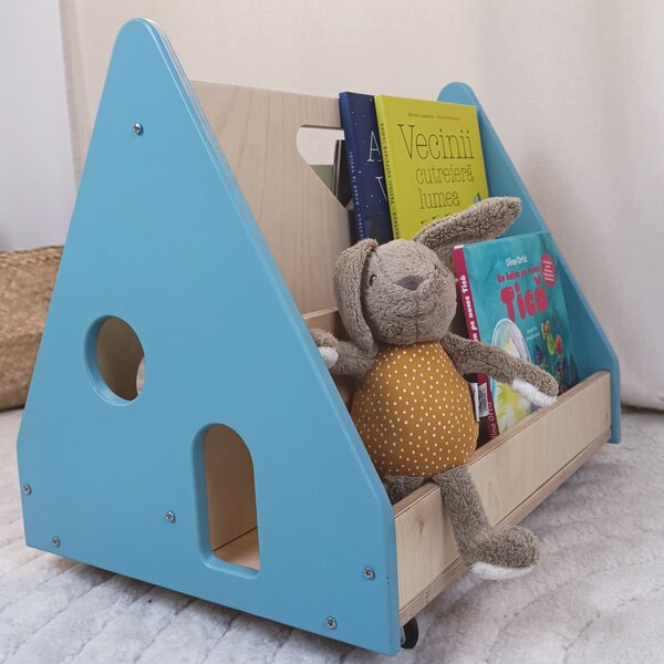 Bibliotecă Montessori cu roți, în formă de căsuță BOOKY