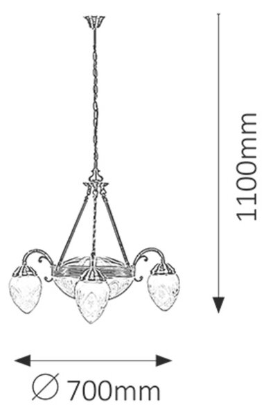 Rabalux Annabella lampă suspendată 5x60 W alb-alamă 8633