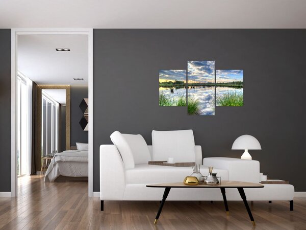 Tablou cu lac și trestie (90x60 cm)