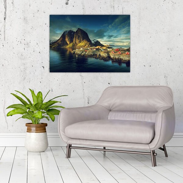 Tablou cu sat de pescari din Norvegia (70x50 cm)