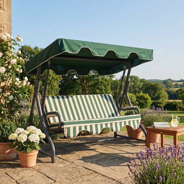 Balansoar de gradina cu 3 locuri Alico, Verde, 200x165x110 cm