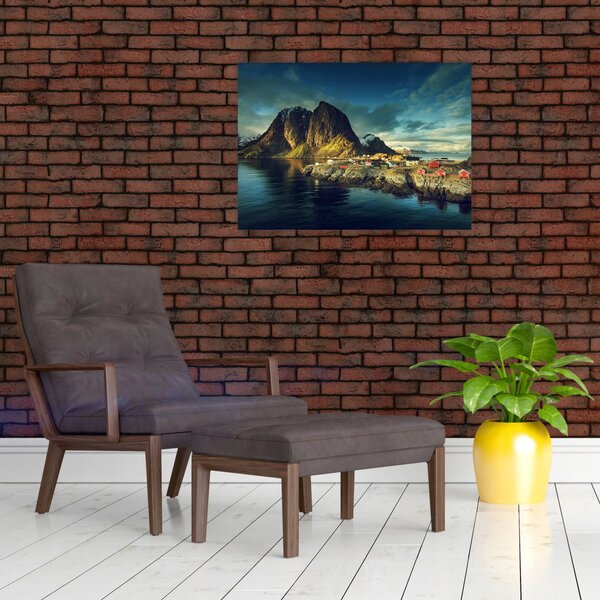 Tablou cu sat de pescari din Norvegia (70x50 cm)