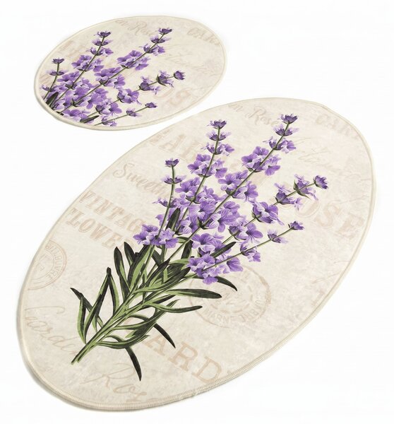 Set Covor de baie 2 bucati Lavanda, Multicolor, 100x60 cm