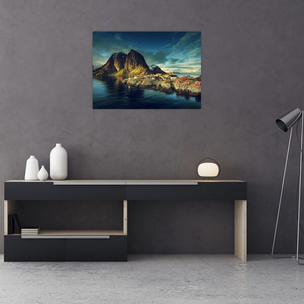 Tablou cu sat de pescari din Norvegia (70x50 cm)