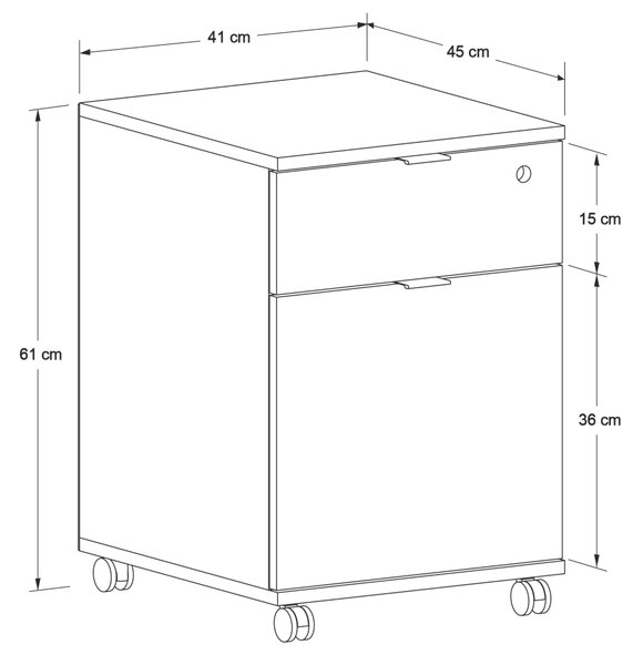 Corp Mobil Adore Rio Rollbox Office, usa, sertar cu cheie, 41x61x45 cm