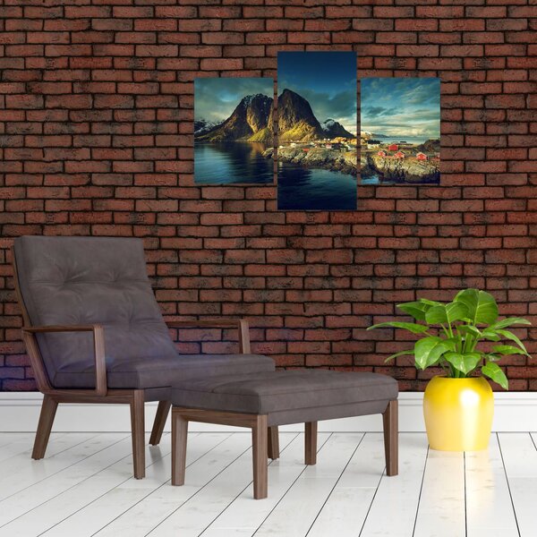 Tablou cu sat de pescari din Norvegia (90x60 cm)