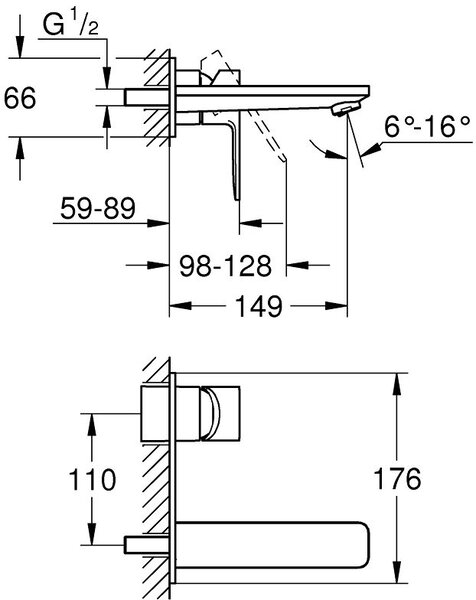 Grohe Lineare baterie lavoar ascuns Brushed Hard Graphite 19409AL1