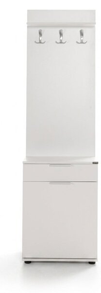 Cuier cu Pantofar Adore Porto Aero cu usa si sertar, Alb - Stejar, 52x187x36 cm