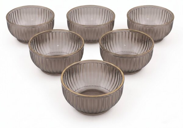 Set 6 boluri, Fumuriu, 10x10x5 cm