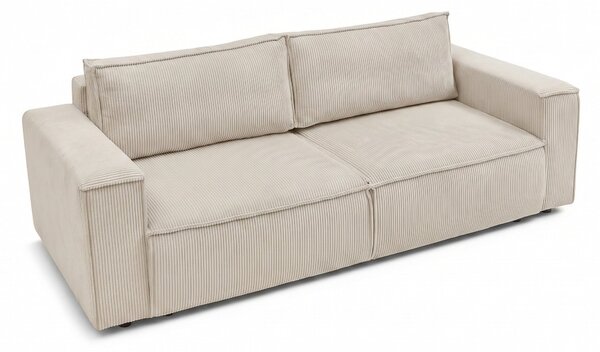 Canapea extensibila 3 locuri Capri cu lada de depozitare, Bej - Gri, 240x87x85 cm