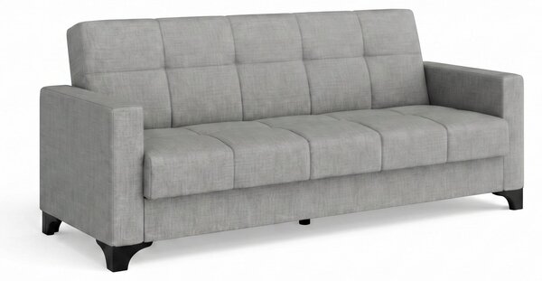 Canapea extensibila 3 locuri Salonika, cu lada de depozitare, Gri, 215x70x95 cm